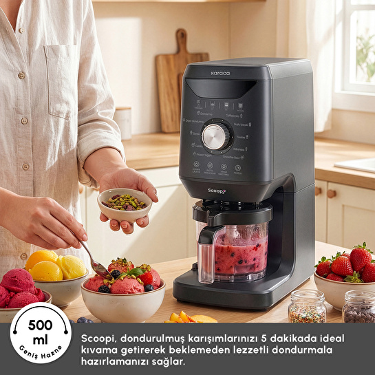 Karaca Scoopi 10 in 1 Dondurma Makinesi Matte Black