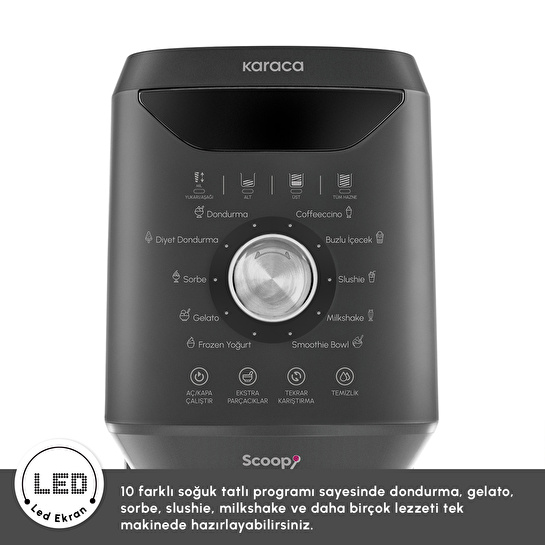 Karaca Scoopi 10 in 1 Dondurma Makinesi Matte Black