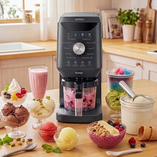 Karaca Scoopi 10 in 1 Dondurma Makinesi Matte Black