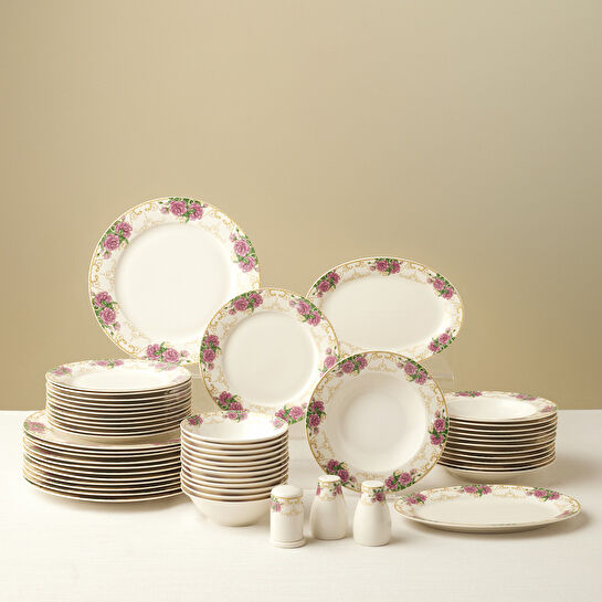 Karaca Forever Bone Gülizar 53 Parça 12 Kişilik Yemek Takımı