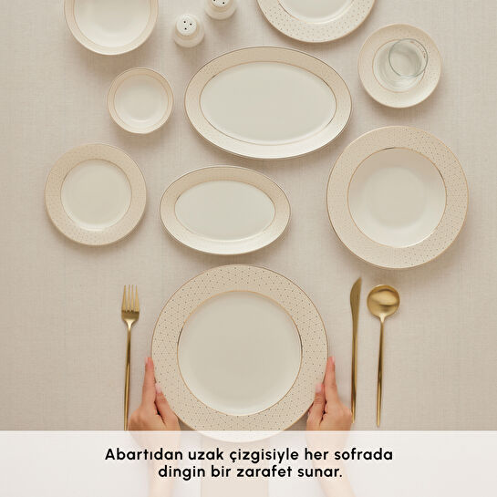 Karaca Elegance Bone Alessa 60 Parça 8 Kişilik Yemek Takımı ve Kahvaltı Seti