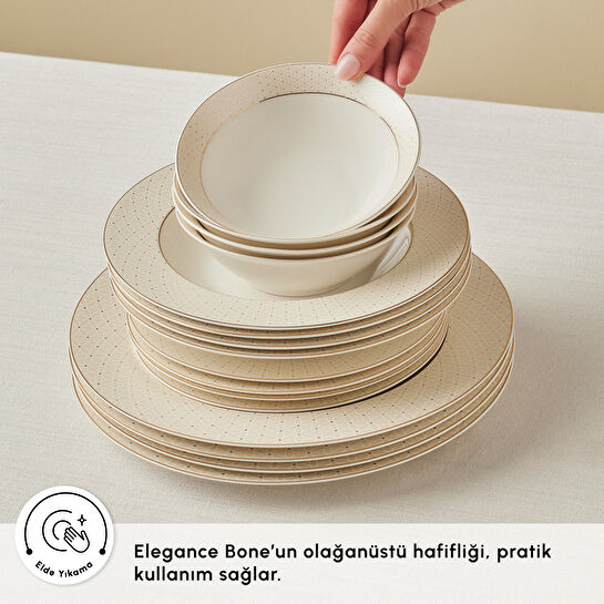 Karaca Elegance Bone Alessa 60 Parça 8 Kişilik Yemek Takımı ve Kahvaltı Seti