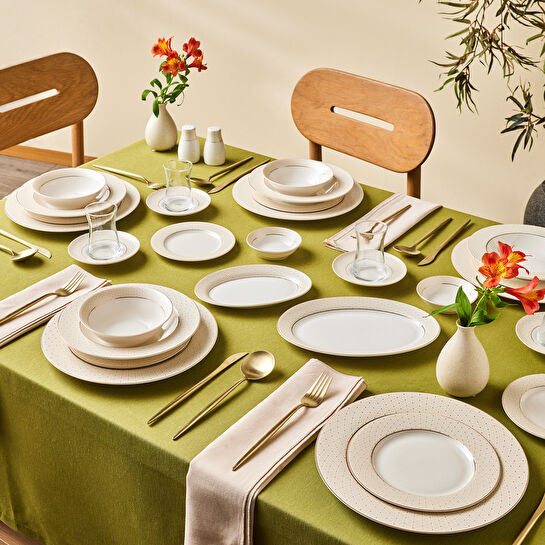 Karaca Elegance Bone Alessa 60 Parça 8 Kişilik Yemek Takımı ve Kahvaltı Seti