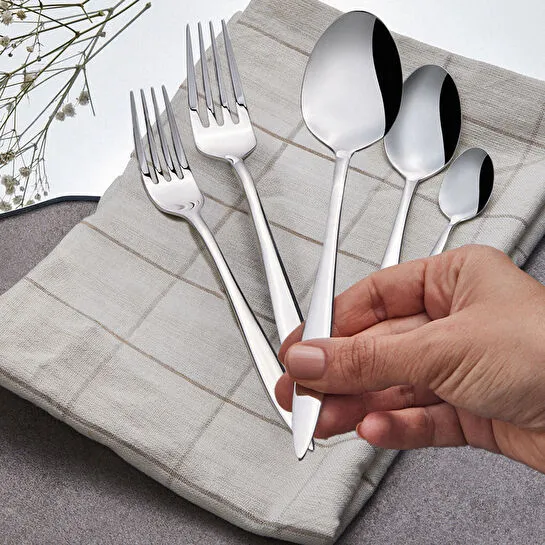 Karaca Elegance Kai 60 Parça 12 Kişilik Çatal Kaşık Seti Platin