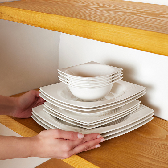 Karaca Square Bone X5 60 Parça 12 Kişilik Kare Yemek Takımı Gold