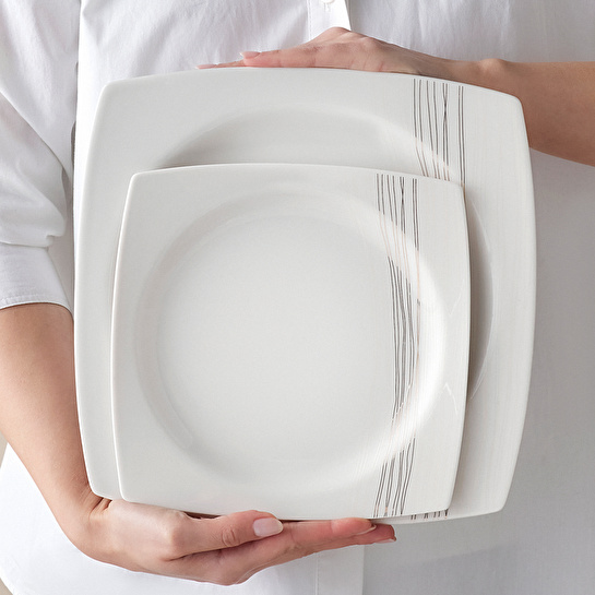 Karaca Square Bone X5 60 Parça 12 Kişilik Kare Yemek Takımı Gold