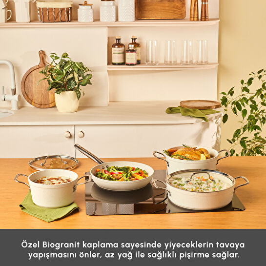 Karaca Biogranit White Stone 7 Parça Tencere Seti