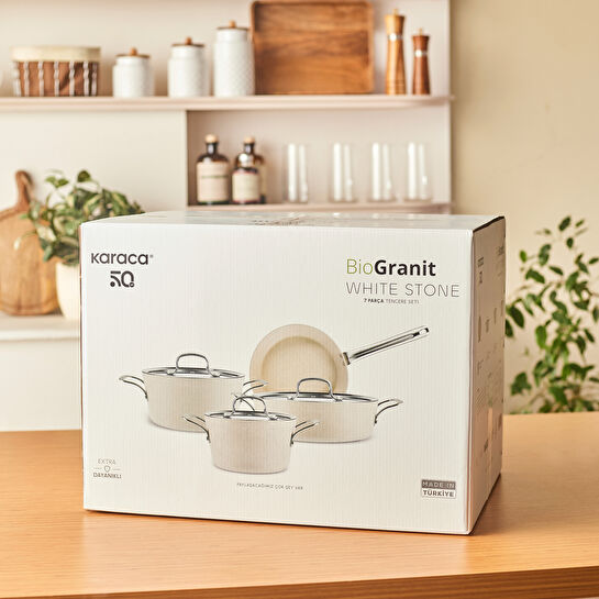 Karaca Biogranit White Stone 7 Parça Tencere Seti