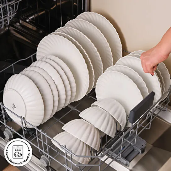 Karaca Stream Bone Umbrella 53 Parça 12 Kişilik Yemek Takımı Beyaz