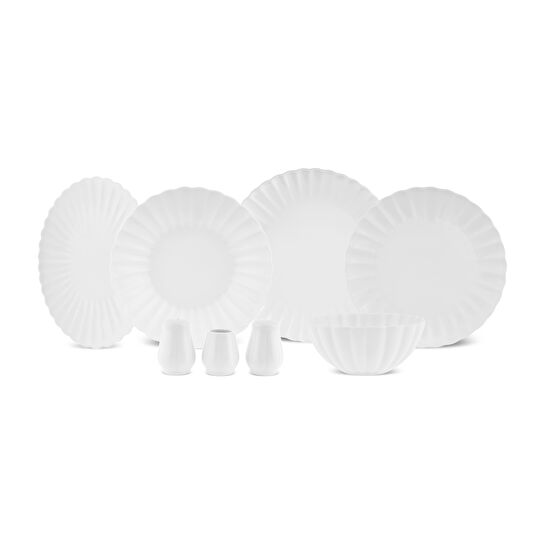 Karaca Stream Bone Umbrella 53 Parça 12 Kişilik Yemek Takımı Beyaz