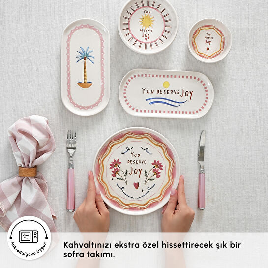 İstanbul Porselen La Bella Vita 14 Parça 6 Kişilik Kahvaltı Takımı