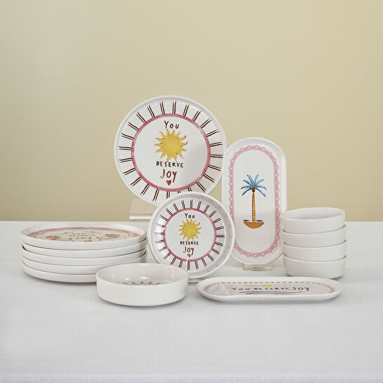 İstanbul Porselen La Bella Vita 14 Parça 6 Kişilik Kahvaltı Takımı