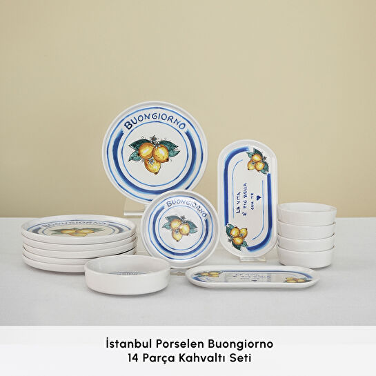 İstanbul Porselen Buongiorno 14 Parça 6 Kişilik Kahvaltı Takımı