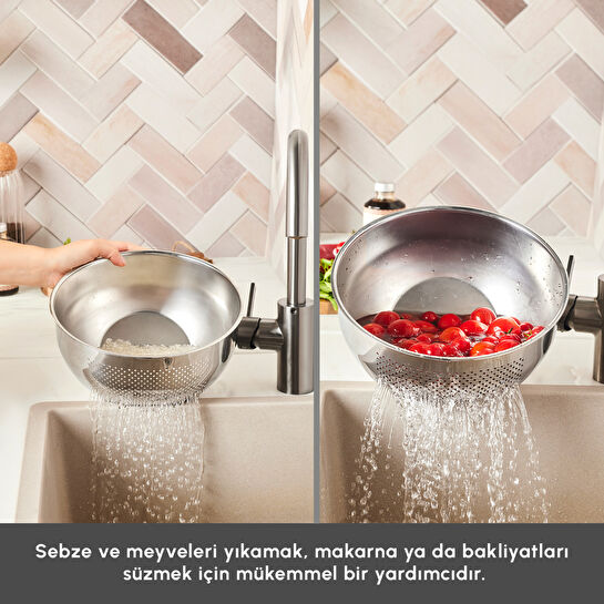 Karaca Mutfaksever Flow Çelik Yıkama ve Süzgeç Kabı 24 cm