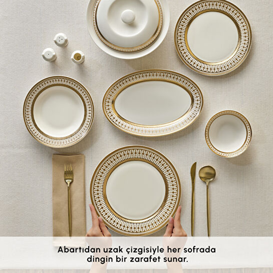 Emsan Empire Bone Imperial 55 Parça 12 Kişilik Yemek Takımı Gold