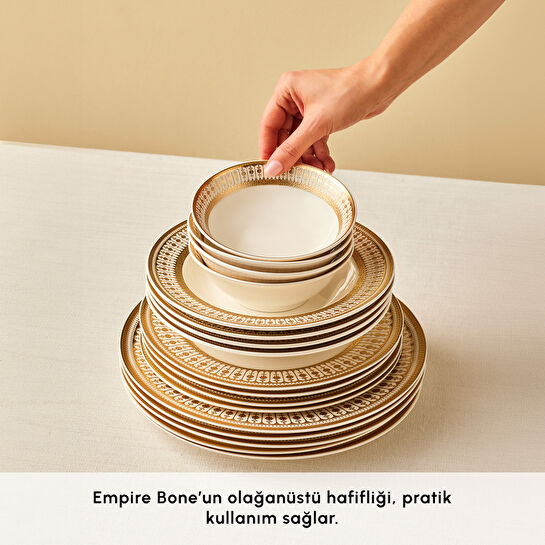 Emsan Empire Bone Imperial 55 Parça 12 Kişilik Yemek Takımı Gold