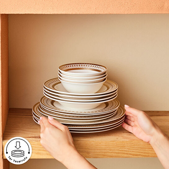 Emsan Empire Bone Imperial 55 Parça 12 Kişilik Yemek Takımı Gold