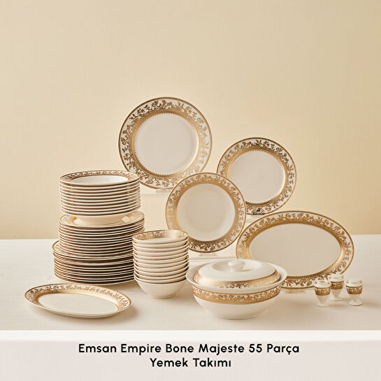 Emsan Empire Bone Majeste 55 Parça 12 Kişilik Yemek Takımı Gold