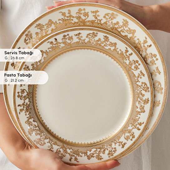 Emsan Empire Bone Majeste 55 Parça 12 Kişilik Yemek Takımı Gold