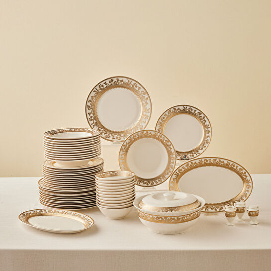 Emsan Empire Bone Majeste 55 Parça 12 Kişilik Yemek Takımı Gold