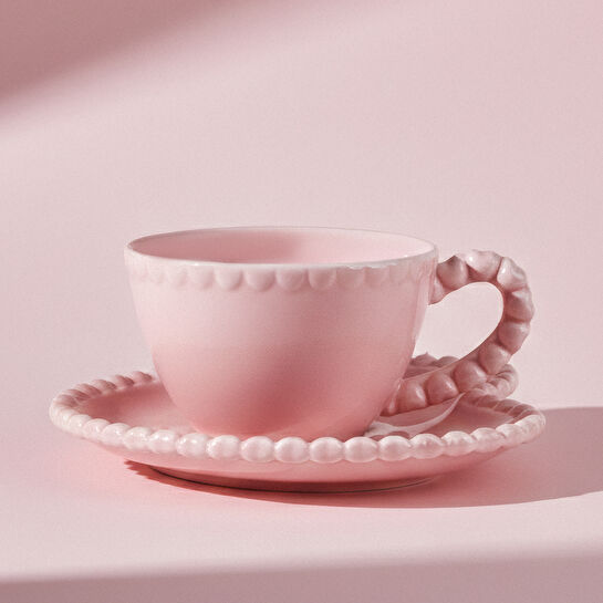 Karaca Pink Love Kahve Fincanı ve Tabağı Pembe