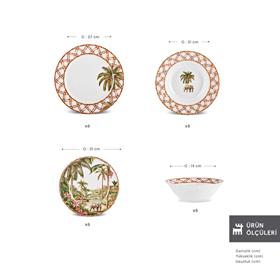 Karaca Forever Bone Bonet 24 Parça 6 Kişilik Yemek Takımı