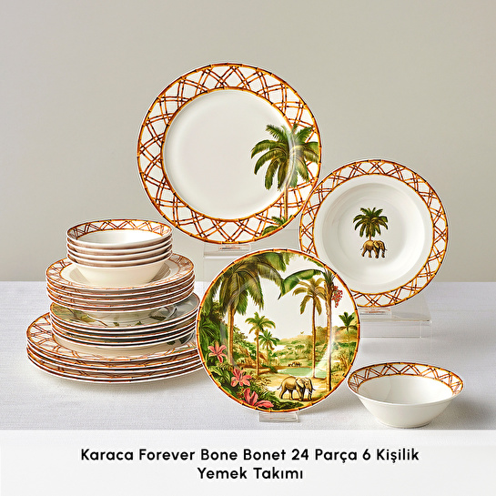 Karaca Forever Bone Bonet 24 Parça 6 Kişilik Yemek Takımı
