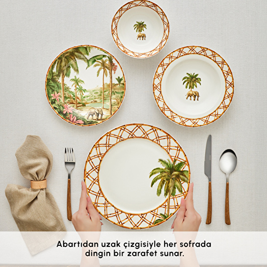 Karaca Forever Bone Bonet 24 Parça 6 Kişilik Yemek Takımı