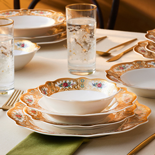 Karaca Forever Bone Majesty 24 Parça 6 Kişilik Yemek Takımı