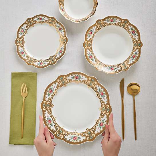 Karaca Forever Bone Majesty 24 Parça 6 Kişilik Yemek Takımı