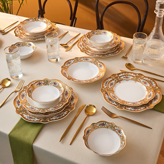 Karaca Forever Bone Majesty 24 Parça 6 Kişilik Yemek Takımı