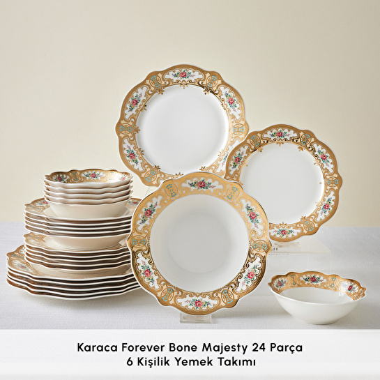Karaca Forever Bone Majesty 24 Parça 6 Kişilik Yemek Takımı