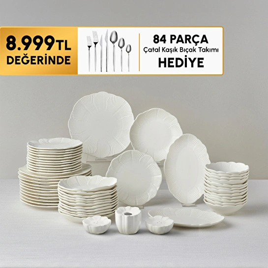 Karaca Stream Bone Floral White 53 Parça 12 Kişilik Yemek Takımı