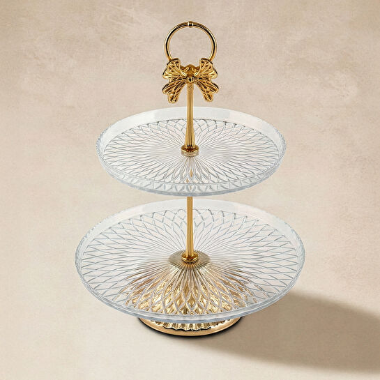 Karaca Home Lümina Dekoratif İki Katlı Servislik 16x22 cm