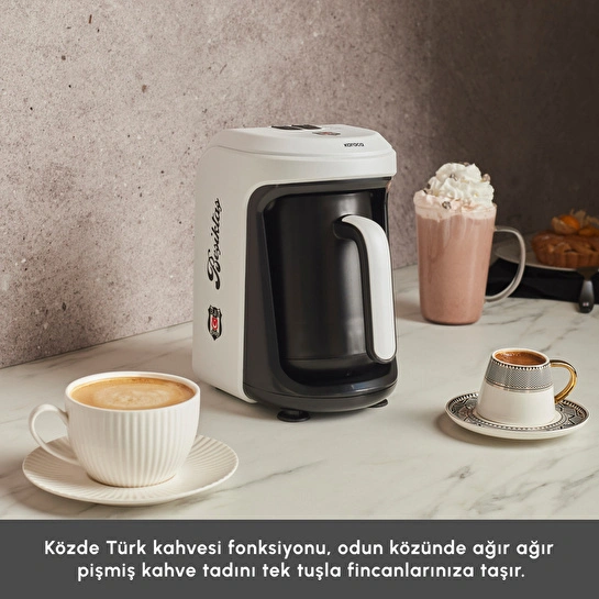 Karaca x Beşiktaş Lisanslı Hatır Hüps Marş Söyleyen Sütlü Türk Kahve Makinesi