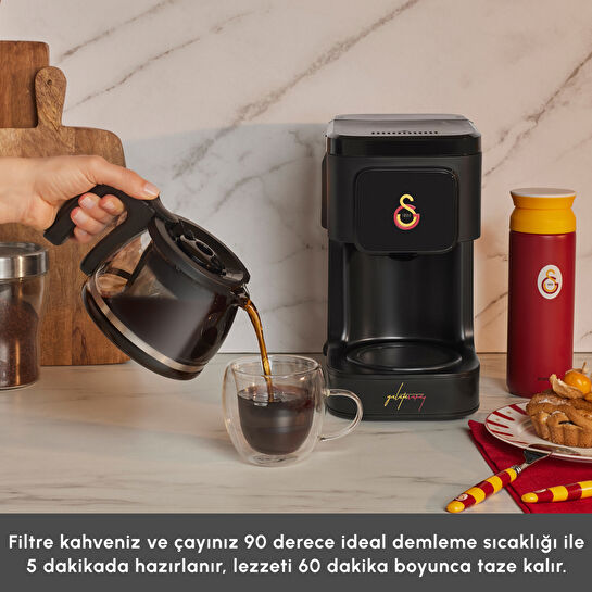 Karaca x Galatasaray Just Coffee Aroma 2 in 1 Filtre Kahve ve Çay Demleme Makinesi