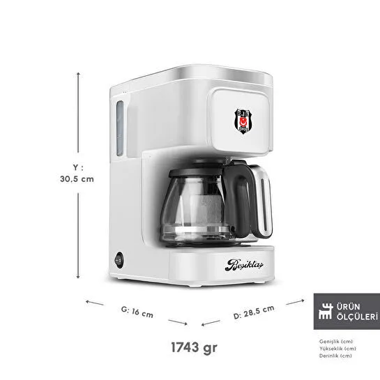 Karaca x Beşiktaş Just Coffee Aroma 2 in 1 Filtre Kahve ve Çay Demleme Makinesi