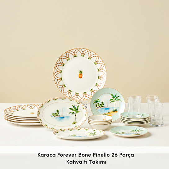 Karaca Forever Bone Pinello 26 Parça 6 Kişilik Kahvaltı Takımı