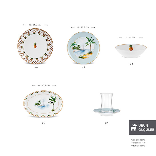 Karaca Forever Bone Pinello 26 Parça 6 Kişilik Kahvaltı Takımı