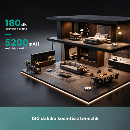 Homend Alex 30 Otomatik Boşaltım Sistemli Moplu 20.000 Pa Robot Süpürge