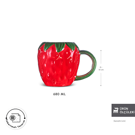 Karaca Strawberry 680 ml Mug