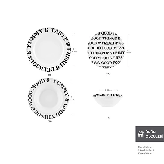 Emsan Forever Bone Mood 24 Parça 6 Kişilik Yemek Takımı
