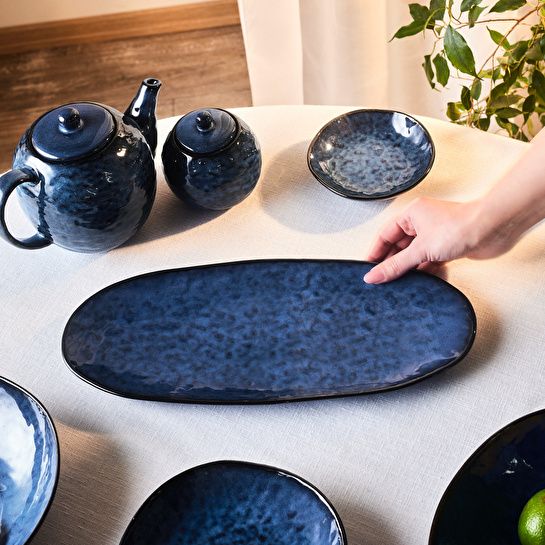 Karaca Nebula Blue Kayık Tabak 36 cm