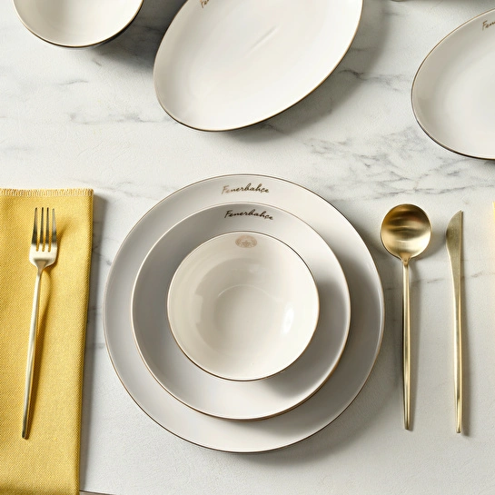 Karaca x Fenerbahçe Lisanslı Elegance Bone Gold 53 Parça Yemek Takımı