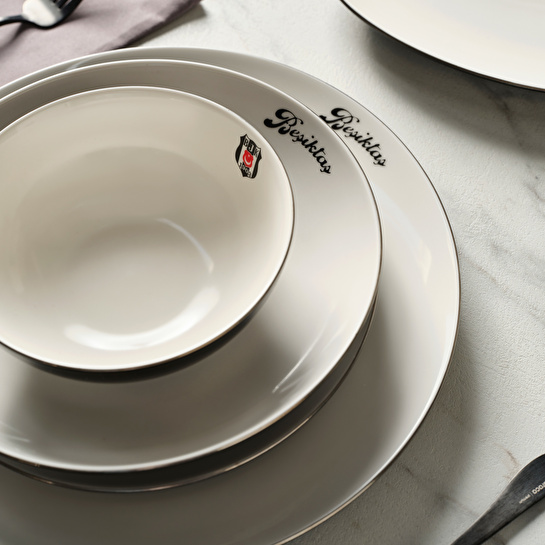 Karaca x Beşiktaş Lisanslı Elegance Bone Platin 53 Prç Yemek Takımı