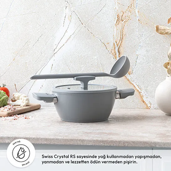 Emsan Swiss Cyrstal RS Derin Tencere Gri 20 cm