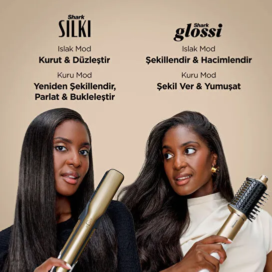 Shark Glam 5 Başlıklı Düz,Dalgalı ve Bukleli Çok Amaçlı Saç Şekillendirici - Gold