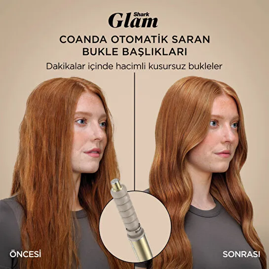Shark Glam 5 Başlıklı Düz,Dalgalı ve Bukleli Çok Amaçlı Saç Şekillendirici - Gold