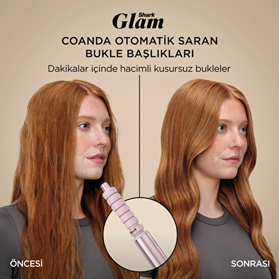 Shark Glam 5 Başlıklı Düz,Dalgalı ve Bukleli Çok Amaçlı Saç Şekillendirici - Pembe