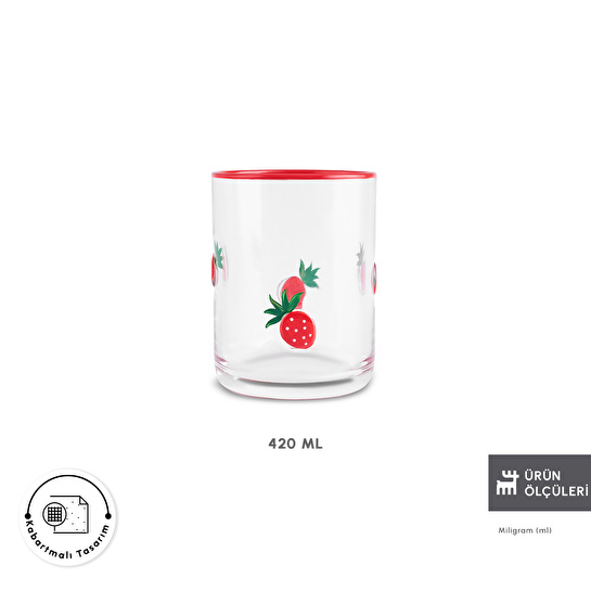 Karaca Strawberry Meşrubat Bardağı 420 ml Kırmızı